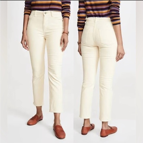 DL 1961 Bridget white corduroy ankle pant - Picture 1 of 3